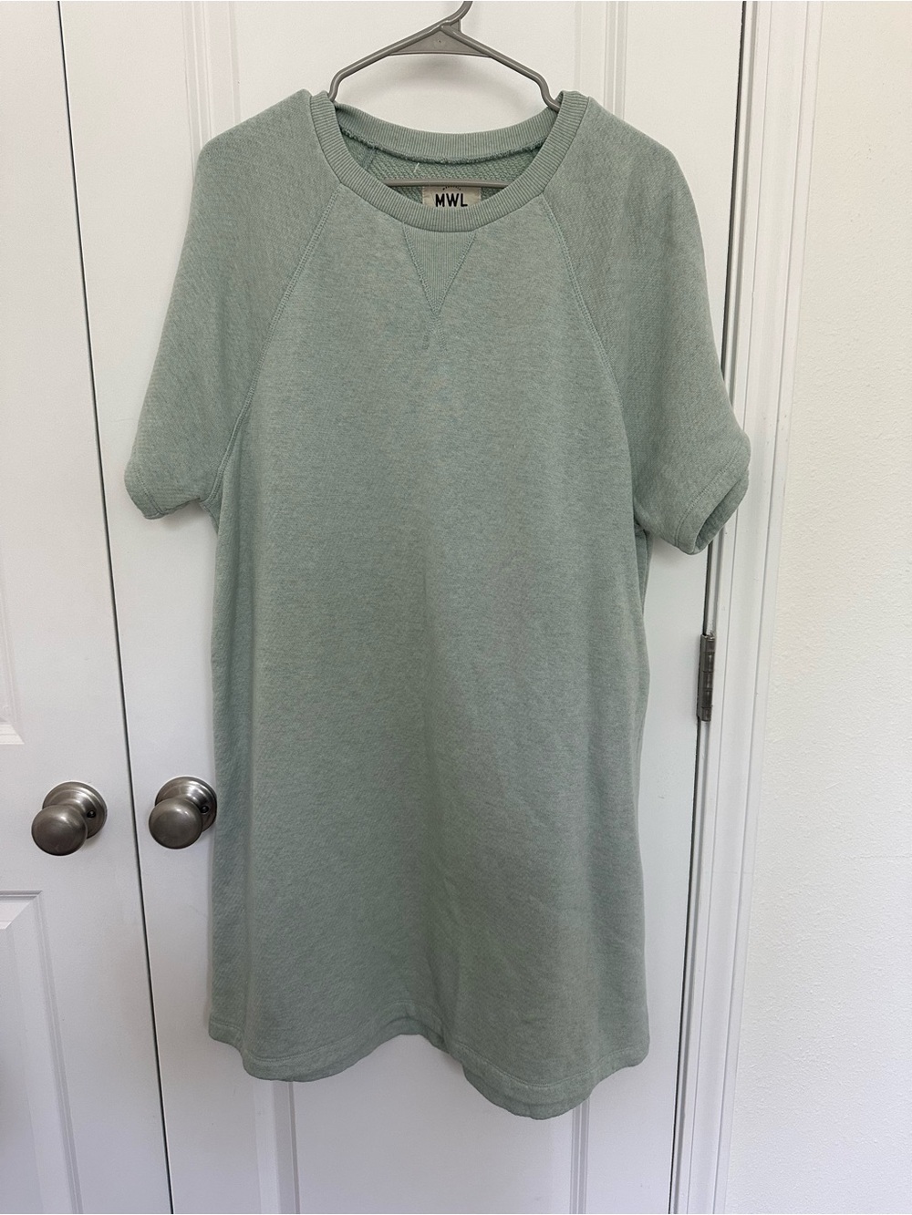 Madewell MWL Airyterry Short-Sleeve Sweatshirt Dress in Green